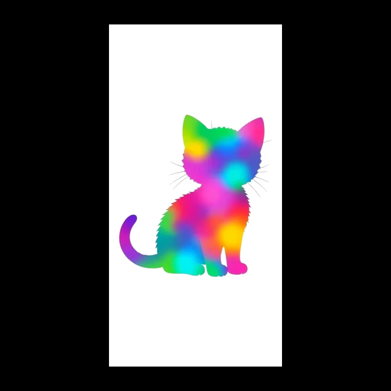 Rainbow Gradient Cat Silhouette Art iPhone Case