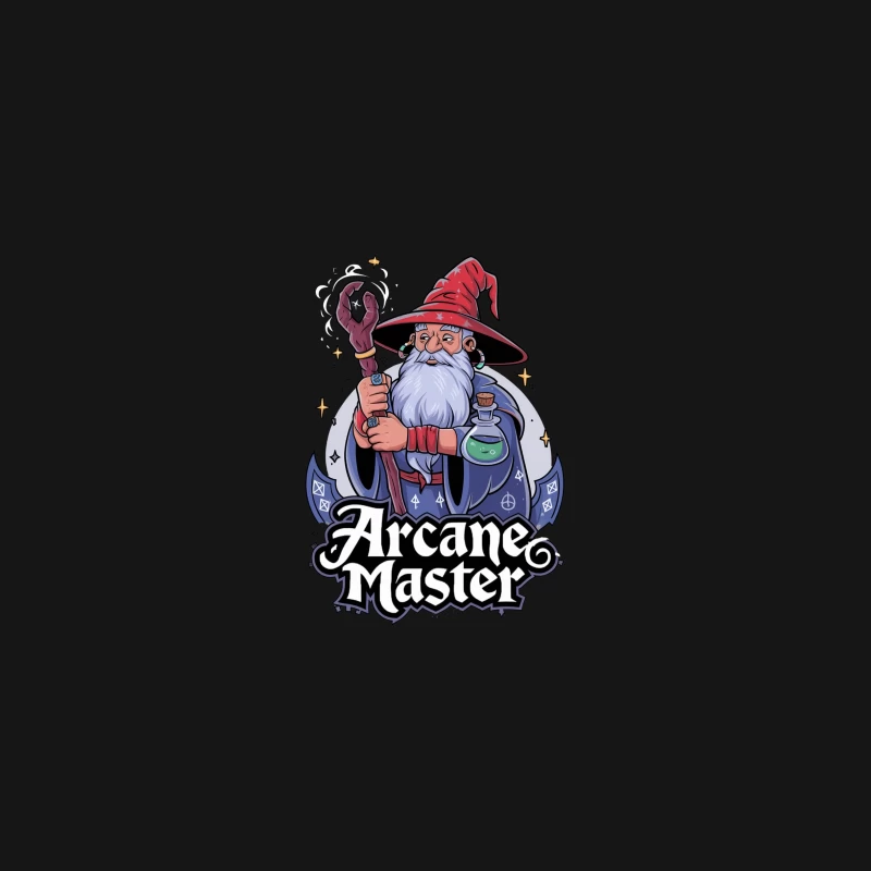 Arcane Master: Whimsical Cartoon Wizard with Magic Potion Desk Mat