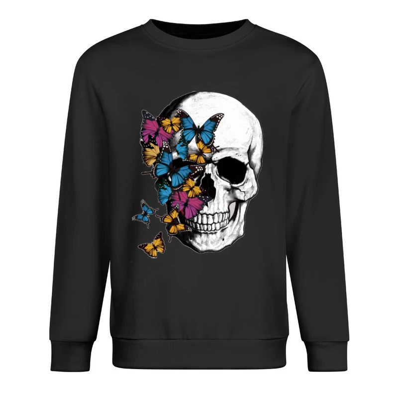 Schädel mit bunten Schmetterlingen Herren Pullover Sweatshirt