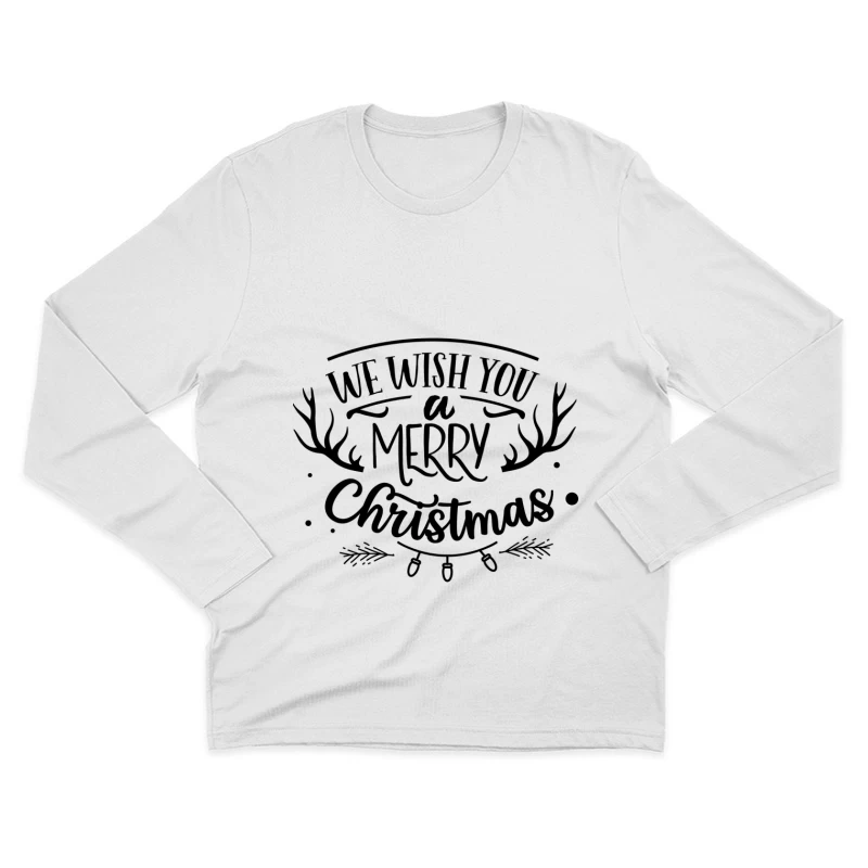 Souhait de Joyeux Noël avec Graphismes Festifs Homme Manches Longues T-Shirt