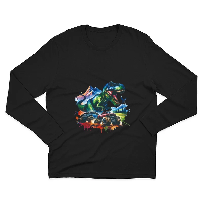 Dinosaurier und Monstertrucks Abenteuer Herren Langarm T-Shirt