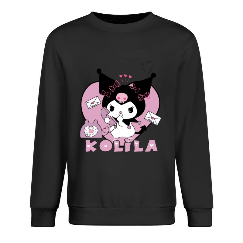 Süßes Kuromi-Design mit Telefon und Briefen Herren Pullover Sweatshirt