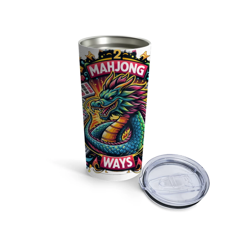 Majestic Dragon with Mahjong Tiles Travel Mug