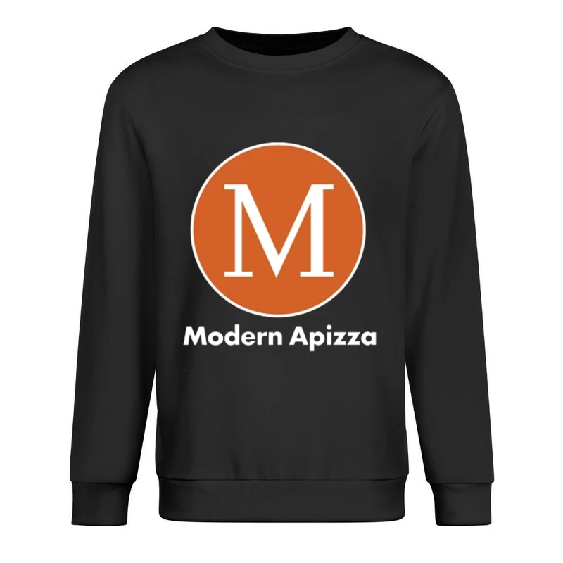 Modern Minimalist Orange Circle M Logo for Apizza Restaurant Male Pullover Sweatshirt