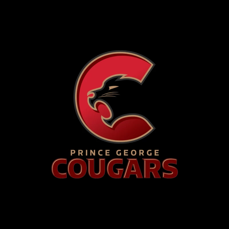 Prince George Cougars Hockey Team Logo Design Throw Pillow