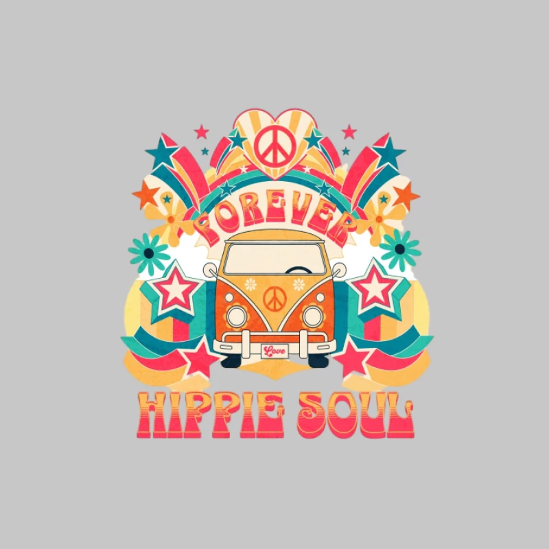 Bunter Hippie-Bus mit Frieden Herren Langarm T-Shirt