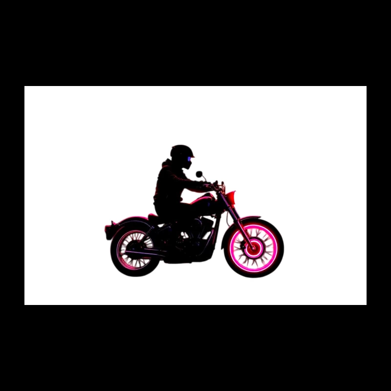 Silhouetted Motorcycle Rider with Neon Red Accents Travel Mug