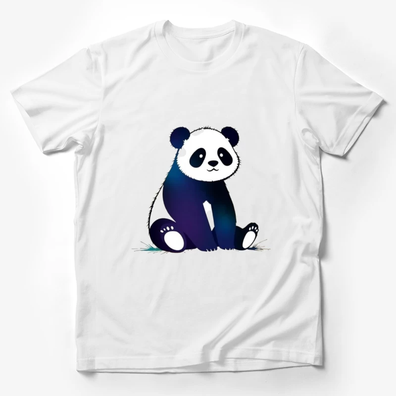 Cute Blue Gradient Cartoon Panda Illustration Male T-Shirt