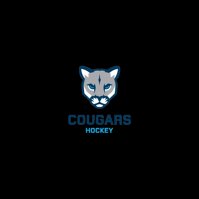 Cougars Hockey Team Logo with Blue and Gray Cougar Head Design Coffee Mug