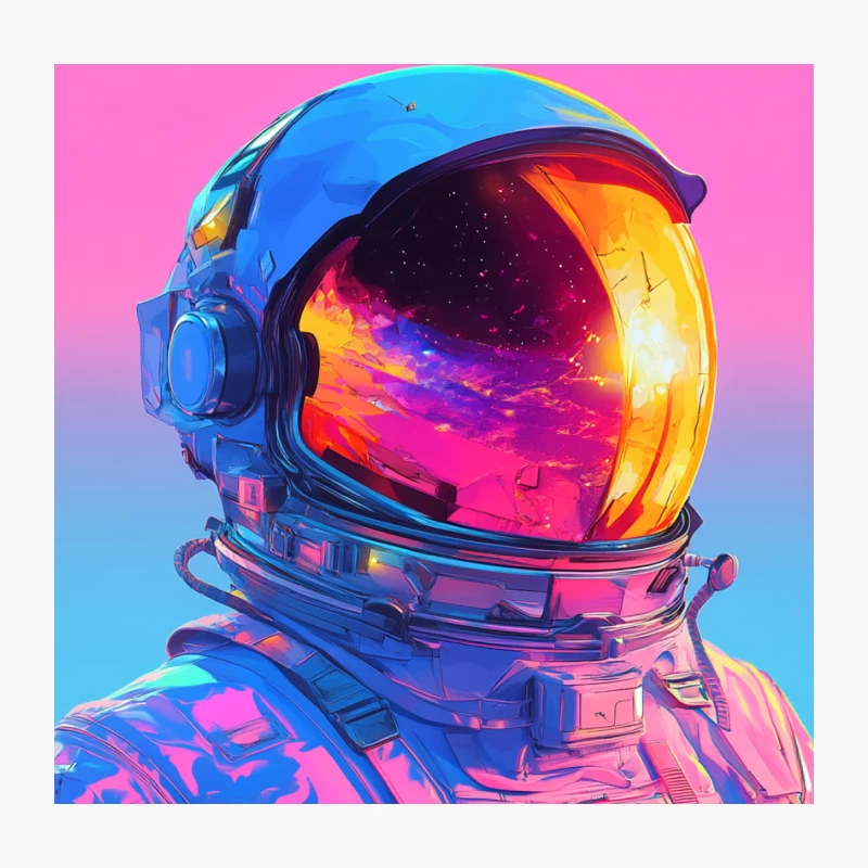 Vibrant Neon Astronaut: A Cosmic Digital Art Masterpiece Throw Pillow