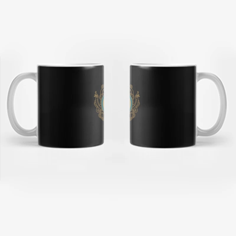 Intricate Celtic Knot Shield and Sword Design Coffee Mug