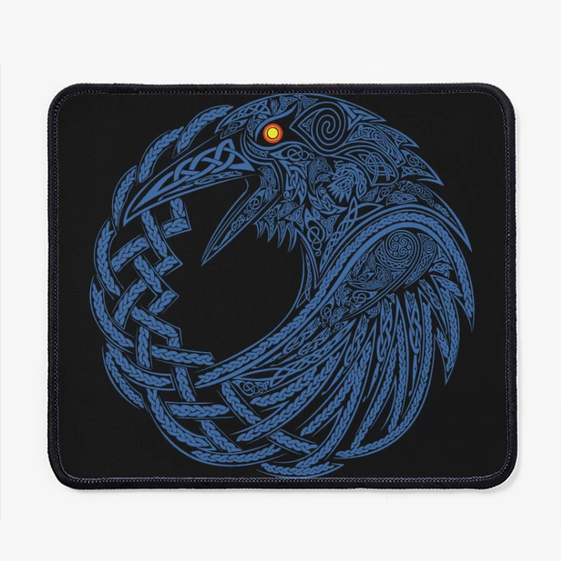 Intricate Celtic Knotwork Raven Illustration Mouse Pad