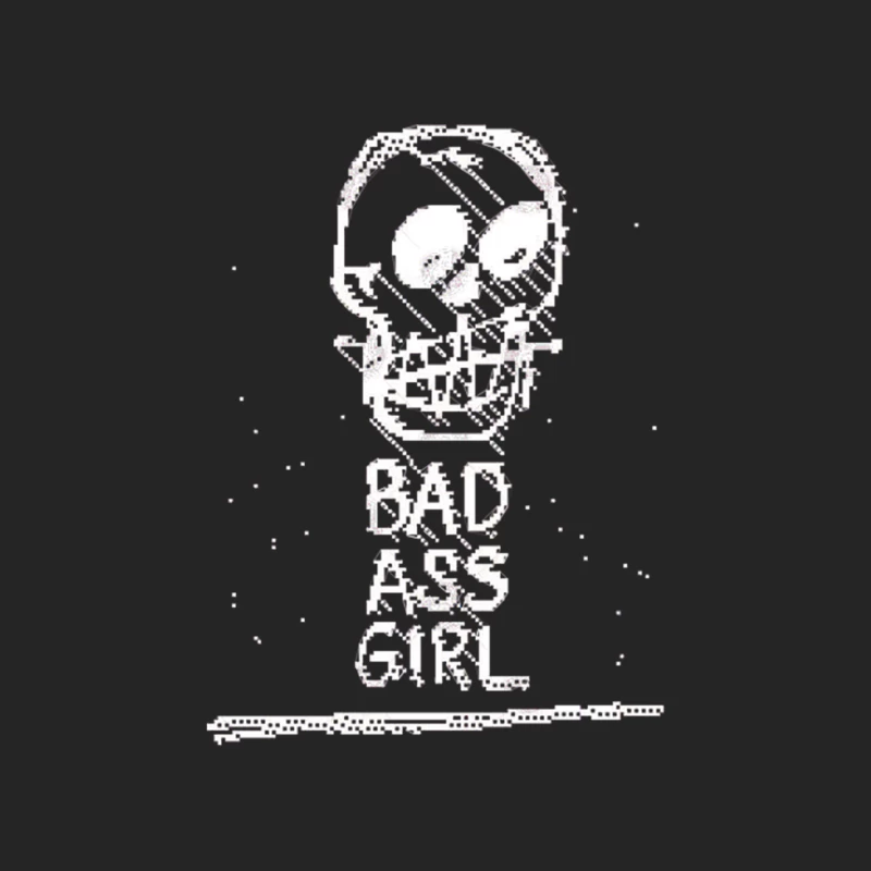 Bad Ass Girl - Pixel Skull Design Female Pullover Sweatshirt