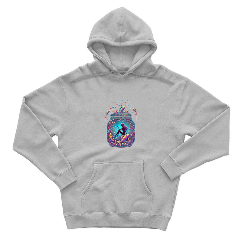 Magical Mermaid in Enchanted Mason Jar with Rainbow Fish Male Pullover Hoodie