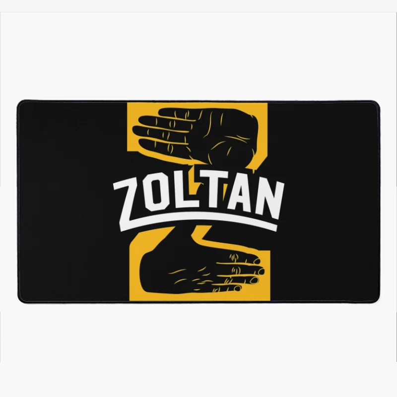 Zoltan Mystical Hand Reading Logo Design in Yellow and White Desk Mat