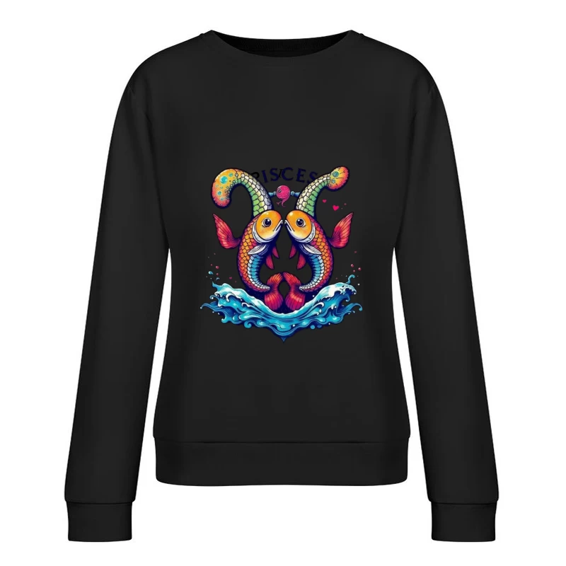Colorful Pisces Astrology Illustration Female Pullover Sweatshirt
