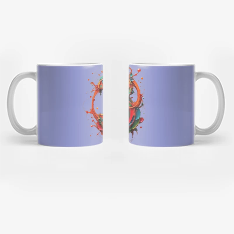 Vibrant 3D Number Three with Abstract Geometric Design Coffee Mug