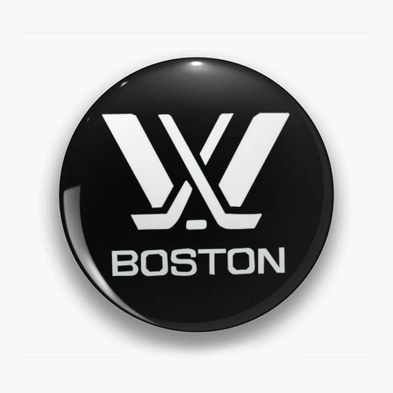 Boston Hockey Team Logo Line Drawing Pin