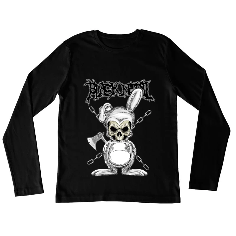 Düstere Schädelhase Illustration Damen Langarm T-Shirt