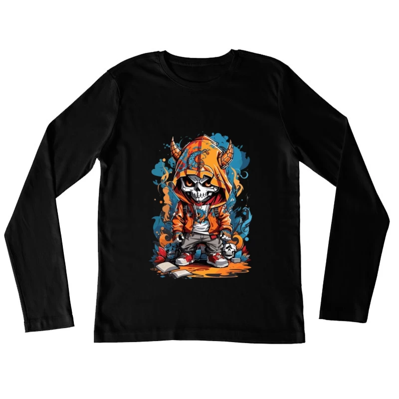 Urban Skull Cartoon Art Female Long Sleeve T-Shirt