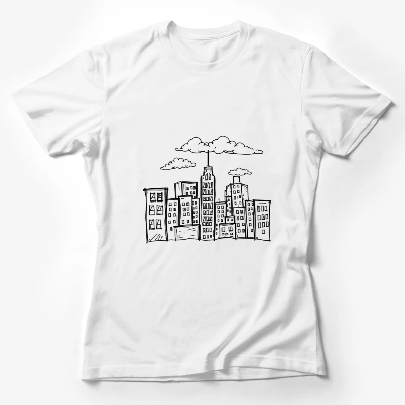 Artistic Doodle of a City Skyline Female T-Shirt