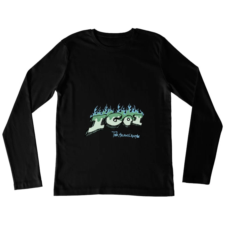 IGOT Grafik mit Flammen und Text Damen Langarm T-Shirt