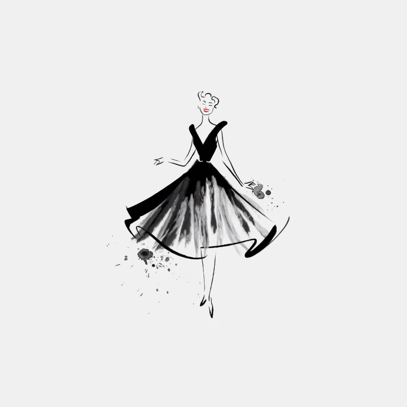 Elegant Black Dress Fashion Sketch with Watercolor Accents Male Tank Top