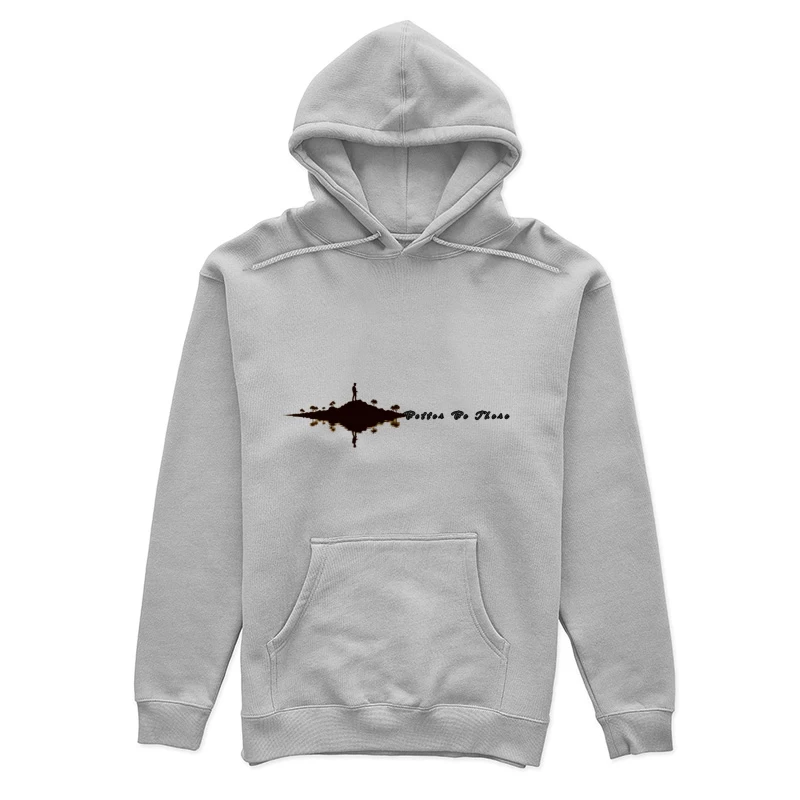 Solitary Figure on Reflective Island with Text Female Pullover Hoodie