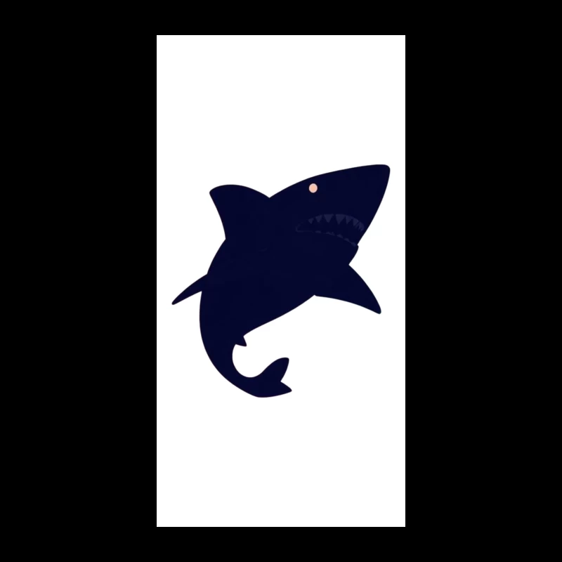 Navy Blue Cartoon Shark Silhouette iPhone Case