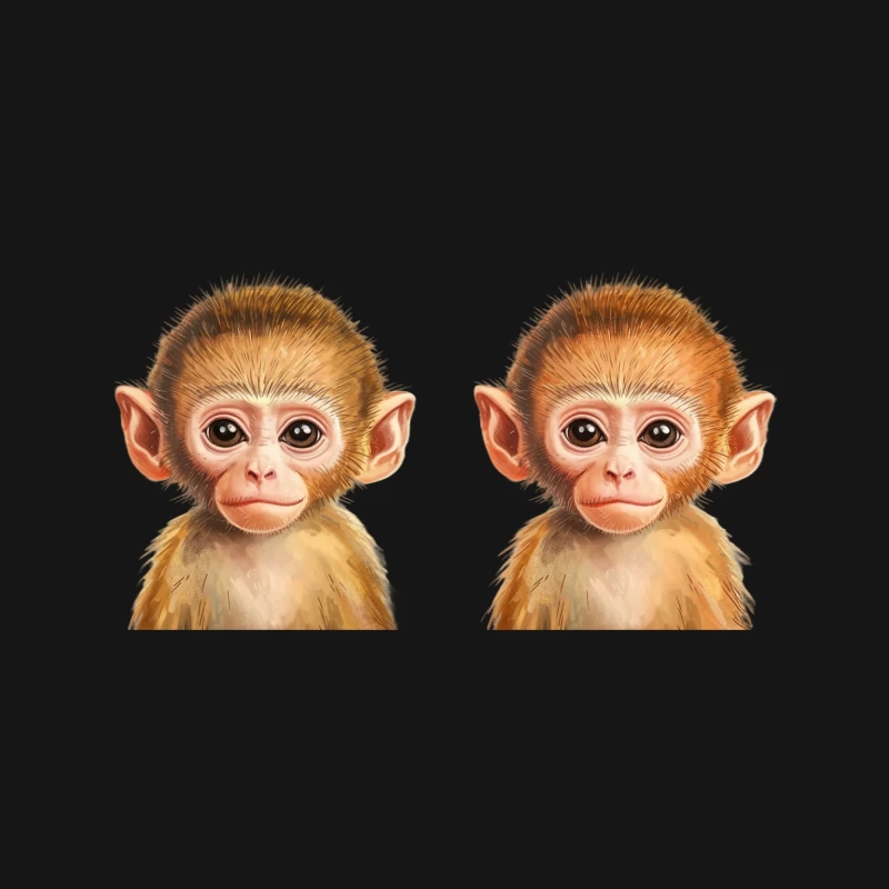 Adorable Baby Monkey Twins Illustration Desk Mat