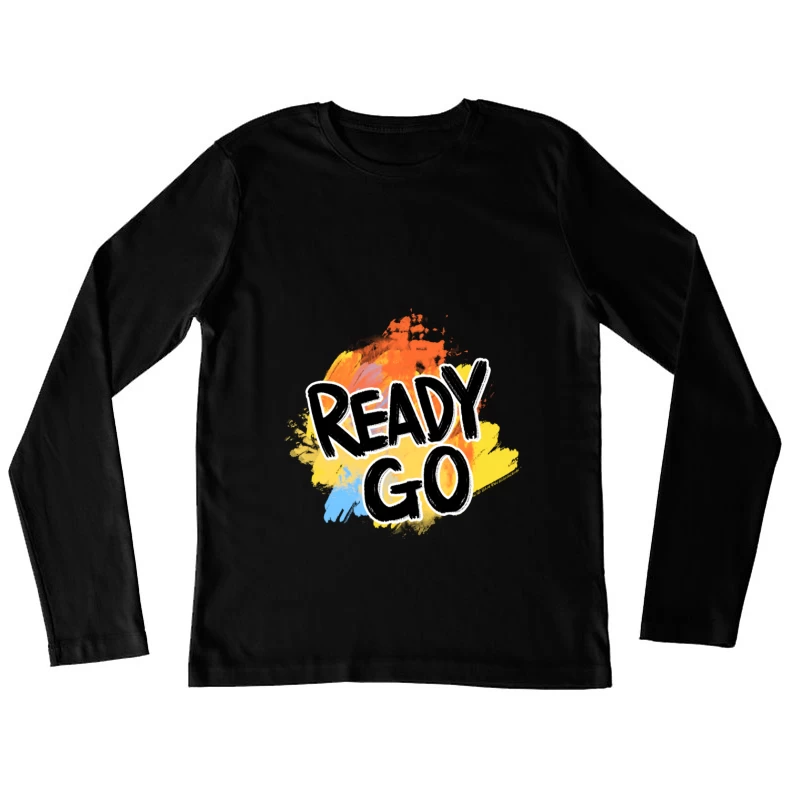 Farbenfrohes Typografie-Design Damen Langarm T-Shirt