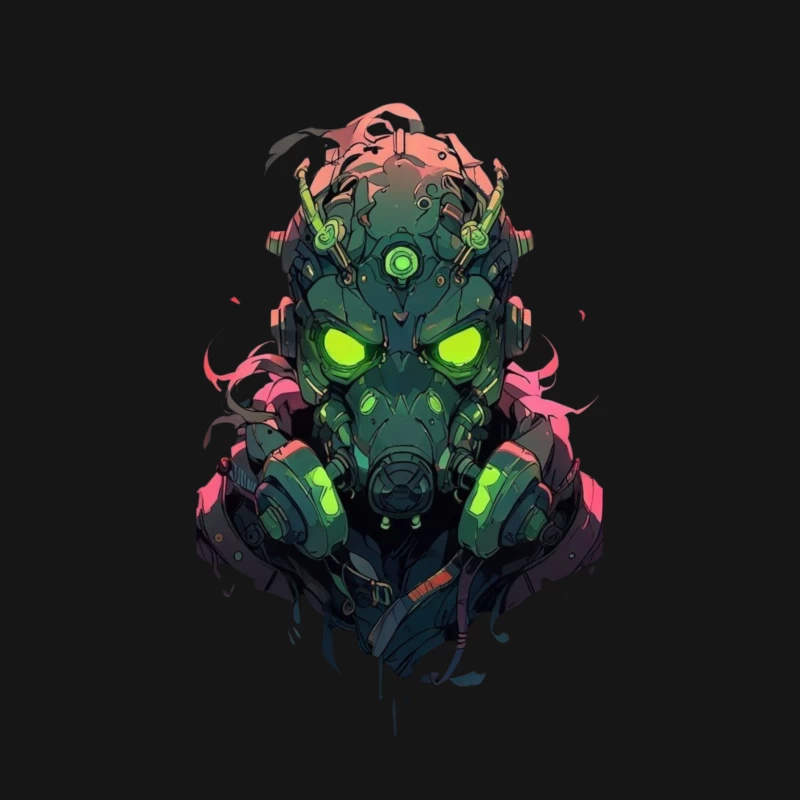 Futuristic Cyberpunk Character with Neon Gas Mask Male Long Sleeve T-Shirt