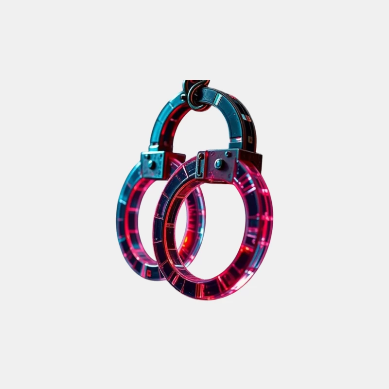 Illuminated Cyberpunk Handcuffs with Neon Pink and Blue Glow Male Tank Top