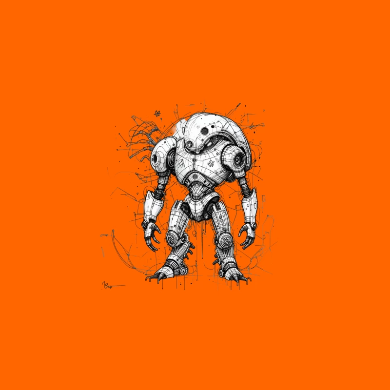 Futuristic Mechanical Robot Illustration Desk Mat