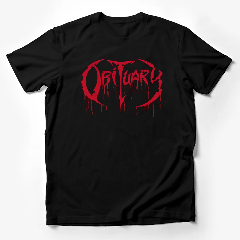 Obituary Cause of Death Red Logo Male T-Shirt