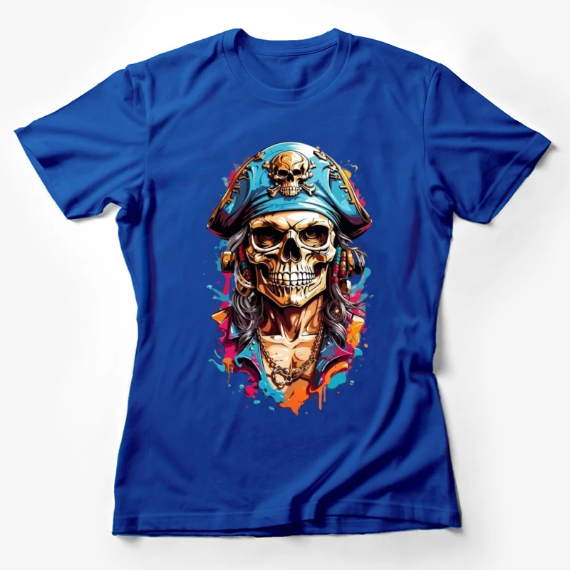Stylized Pirate Skull Art Female T-Shirt