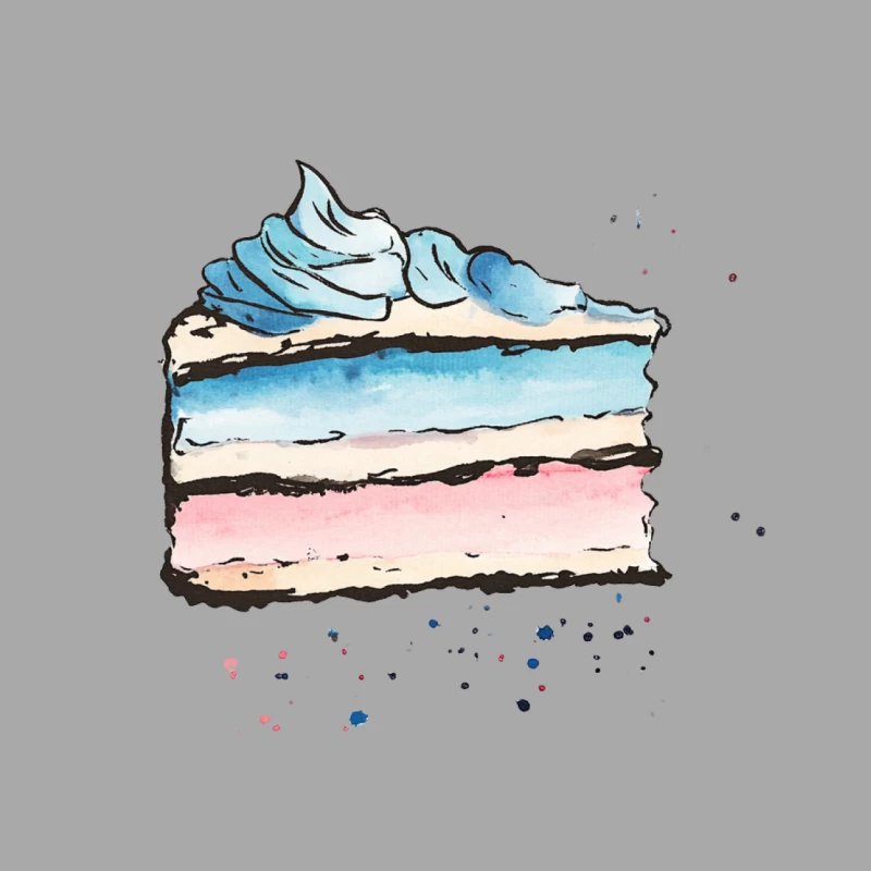 Watercolor Illustration of Pastel Layered Cake Slice Female Pullover Hoodie