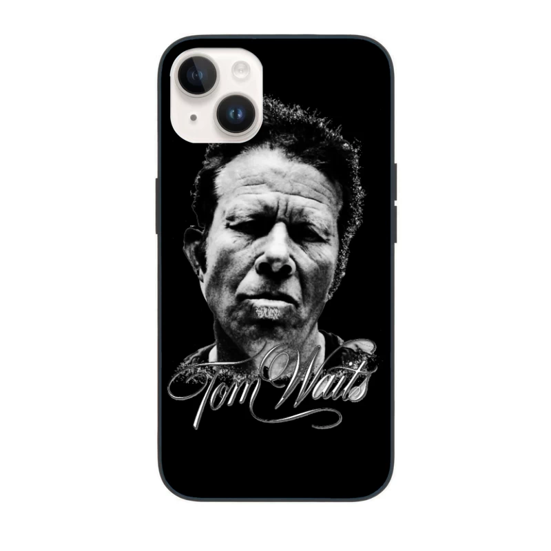 Dramatic Black and White Portrait with Intense Expression iPhone Case