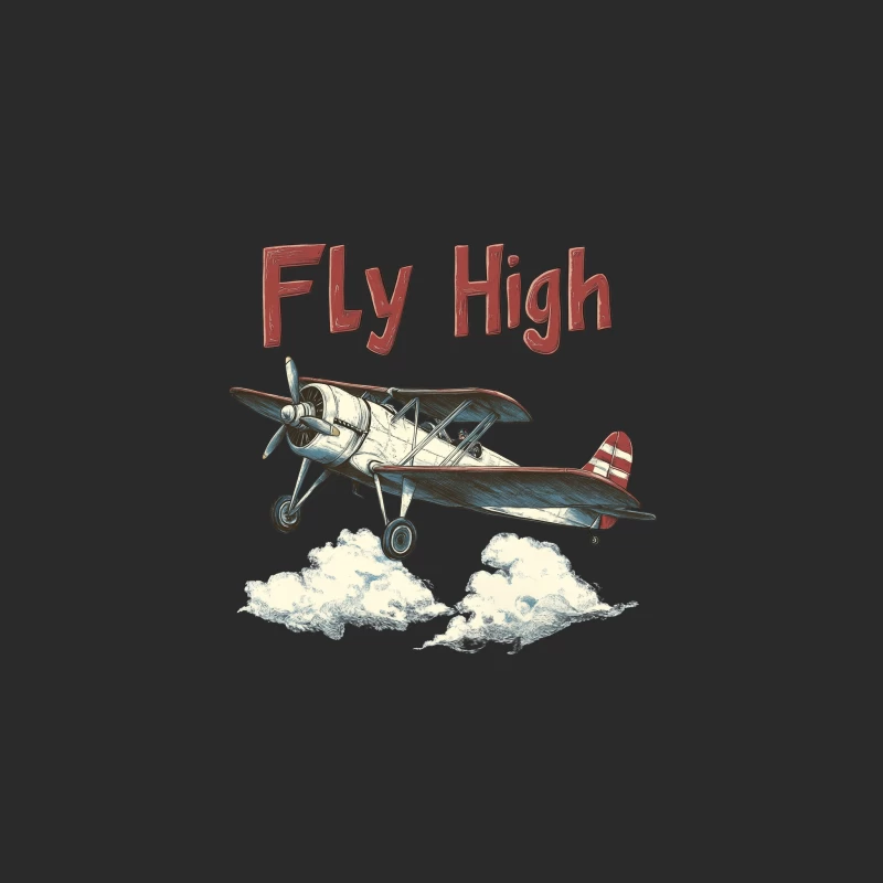 Vintage Biplane Soars High: Retro Aviation Illustration Baseball Cap
