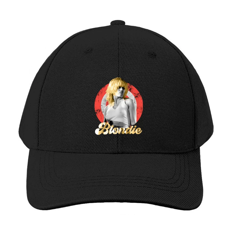 Stylized Music Portrait with Red Circle Backdrop Baseball Cap