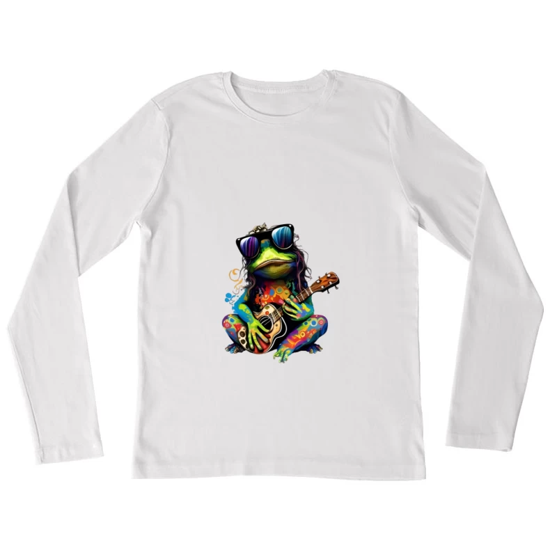 Bunter Frosch mit Gitarre Damen Langarm T-Shirt