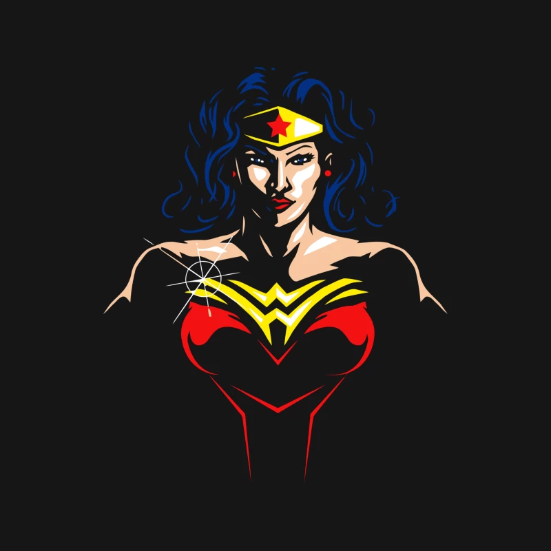 Wonder Woman: Empowering Superhero Illustration Male Long Sleeve T-Shirt