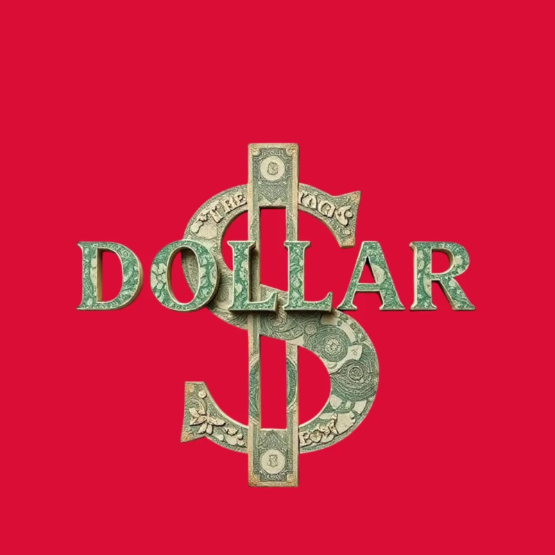 Creative Dollar Sign Typography Made from US Currency Throw Pillow