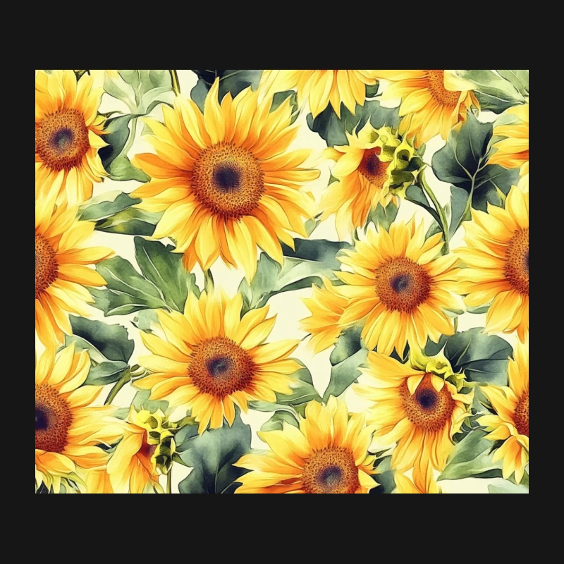 Vibrant Sunflower Floral Pattern: A Sunny Botanical Summer Design Mouse Pad