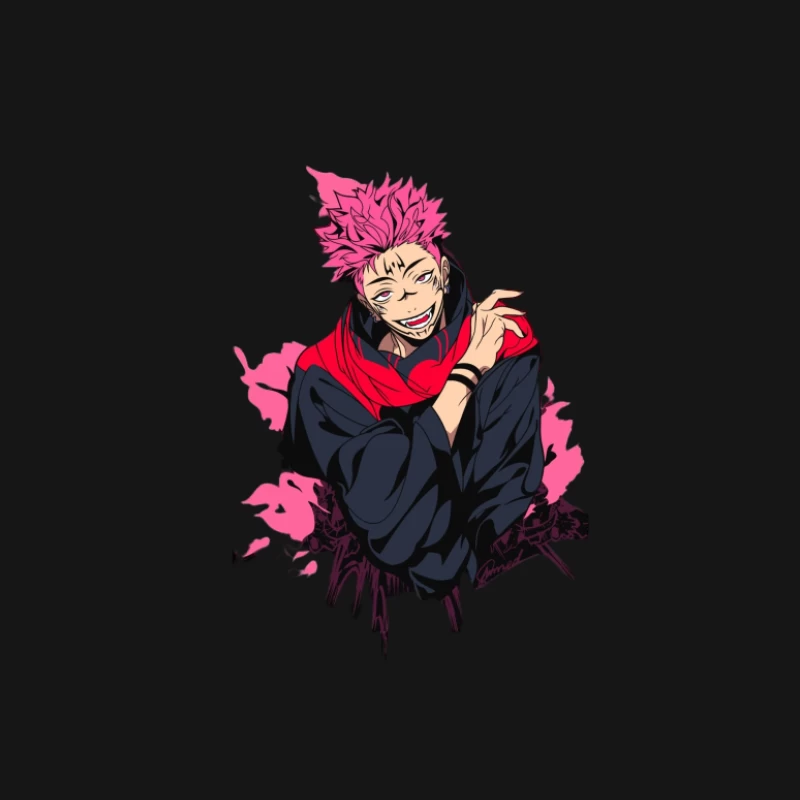 Anime-Charakter mit pinken Haaren und schwarzem Outfit Herren Langarm T-Shirt