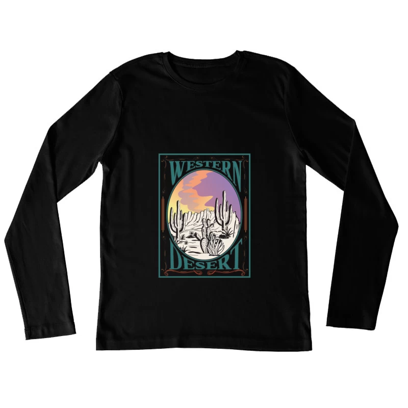 Westliche Wüstenlandschaft mit Kakteen Damen Langarm T-Shirt