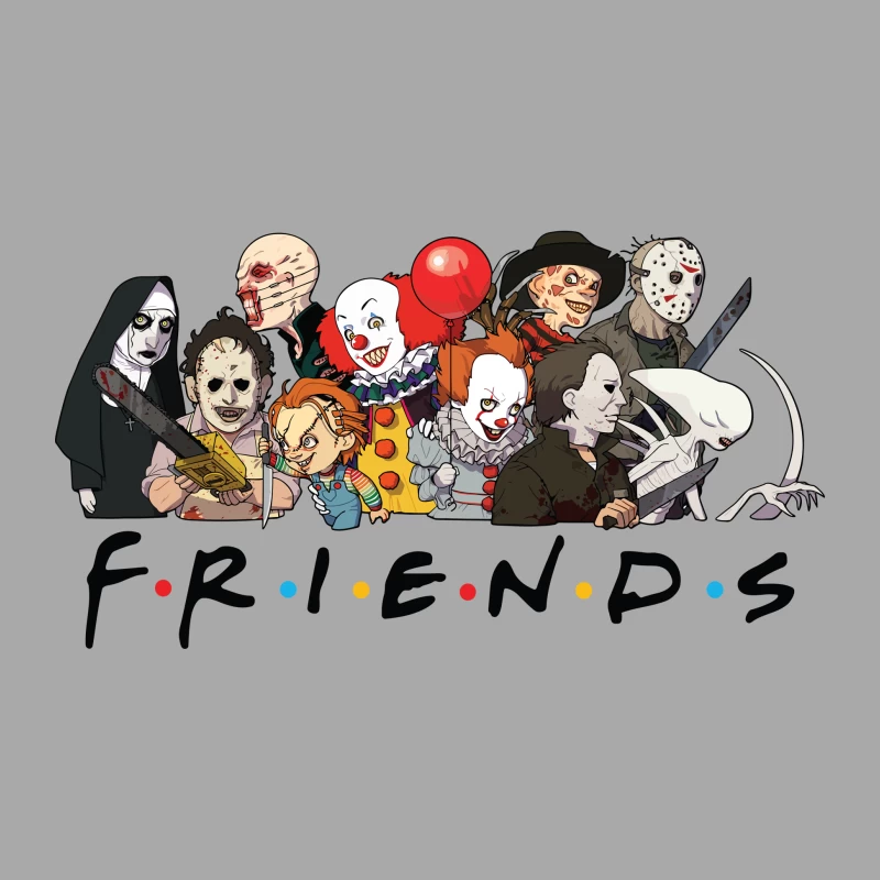 Horror Characters Parodying Friends Male Pullover Hoodie