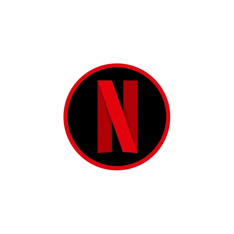 Netflix Streaming Service Logo in Red and Black Circle Desk Mat