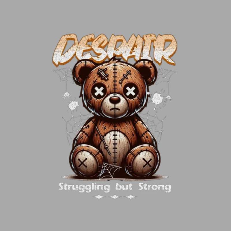 Gothic Stitched Teddy Bear with Despair Theme Female Pullover Hoodie