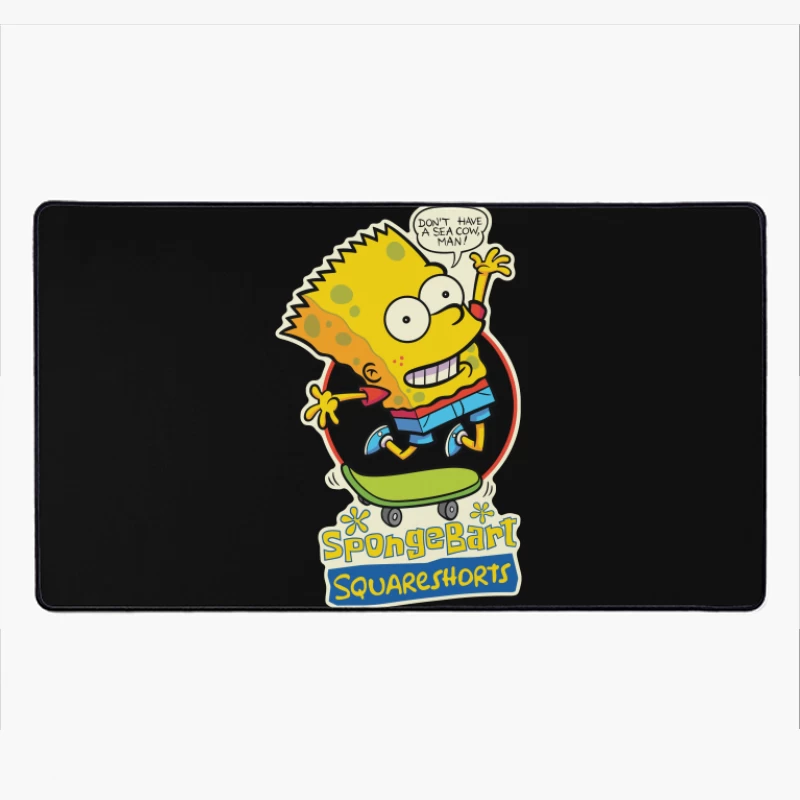 SpongeBart Squareshorts Skateboarding Character Desk Mat